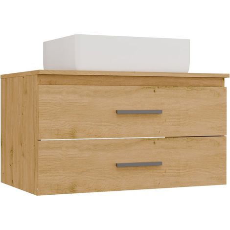Mobile da bagno con lavabo in ceramica e 2 cassetti, Rovere Artisan, 80 x 58,5 x 45 cm (1/5)