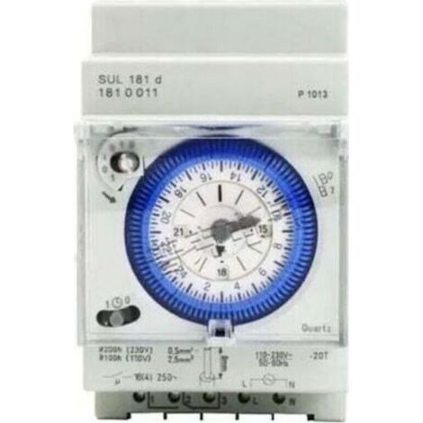 Mécanique Interrupteur Horaire Bidirectionnel 24 Heures Rail DIN avec Réserve de Marche SUL 181d 110-230V (1/4)