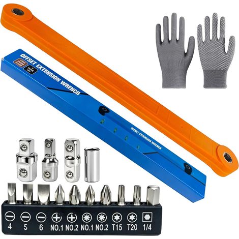 Rallonge 3/8 Rallonge Cliquet Outillage Mecanique Auto 1/4 3/8 1/2 Douille Douille Adaptateur 1/4 et 10 Embouts de Tournevis pour Espaces Étroits Adapté pour travaux dans des espaces confinés (1/5)