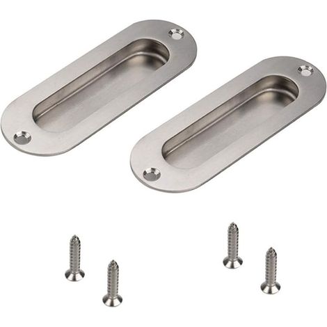 Poignée de Porte Affleurante 2 Pièces Inoxydable Brossé Poignée Affleurante Poignee Porte Coulissante Poignee Porte Placard avec Vis Accessoires (1/5)