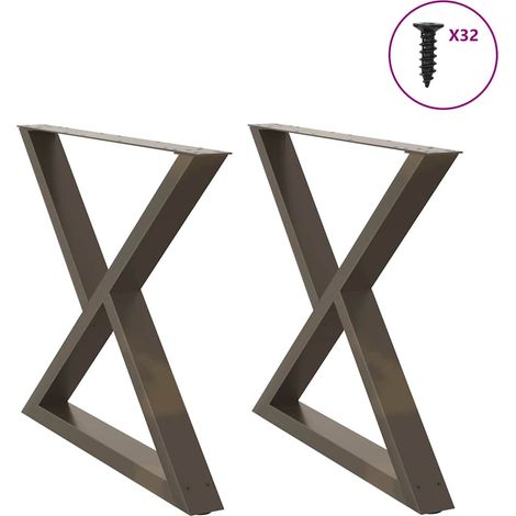 vidaXL Patas para mesa de comedor (2 unidades, acero natural, 90 x 72-73,3 cm) (1/5)