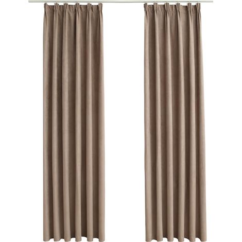 Blackout Curtains with Hooks 2 pcs Taupe 140x175 cm vidaXL