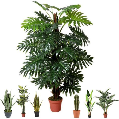 Plante Artificielle Philodendron 150cm avec pot Plantes en plastique pour la décoration de jardin intérieur et extérieur (1/2)