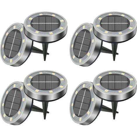 Set de 8/12/18 Bornes Solaires de Jardin - 8 LEDs Blanc Froid Étanches - Décoration pour Pelouse, Allée, Allée (1/5)