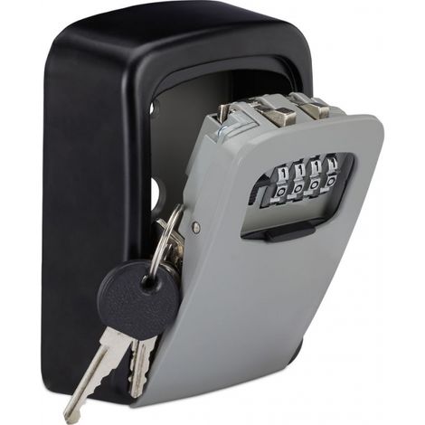 black/silver 117x82x37mm Secure key box, 4 digit code, wall mounting, key storage (1/5)