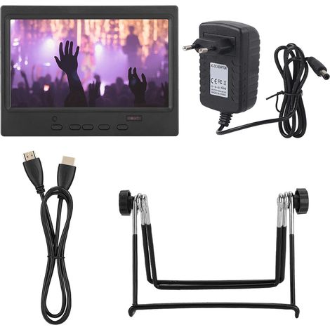 Écran portable 7 pouces 1024x600 multifonction avec entrées HDMI, VGA, AV (prise UE) (1/5)