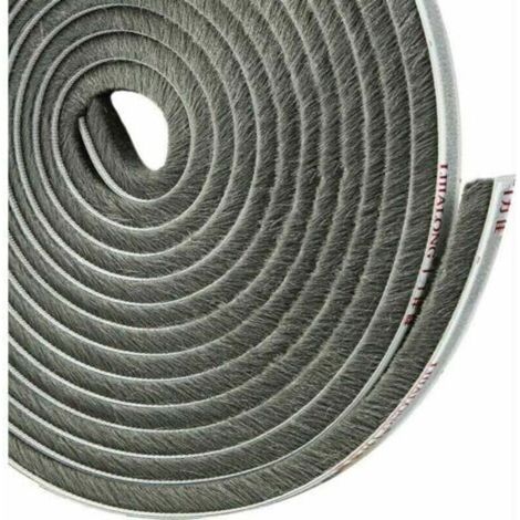 Joint brosse adhésif pour porte coulissante – Isolation anti froid et poussière – Longueur 4,9m, largeur 5mm, épaisseur 9mm – Couleur grise
