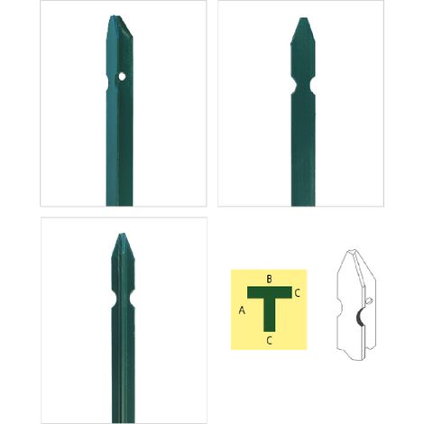 PALI PALETTI FERRO PLASTIFICATI RECINZIONE A T 30x30mm VERDE h125cm