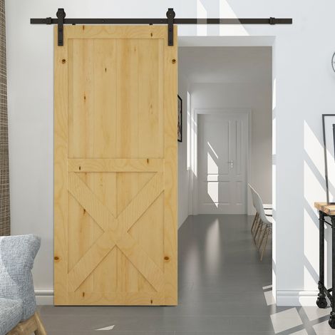 Kit de rail pour porte coulissante, capacité de charge max. 100 kg, métal, noir, 2 m, noir