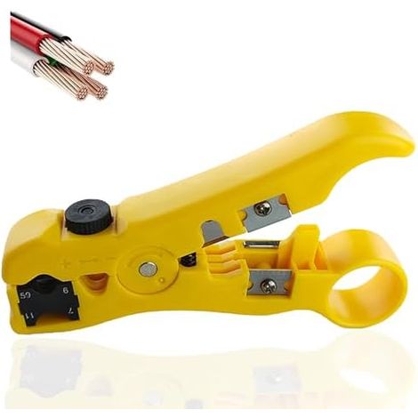 Universel Dénudeur de Câbles, Outil dénudage, Pince à dénuder Cutter Outil, Coaxiaux RG 59/6/7/11 Cat5/6 UTP Coaxial Coax Câble, pour câbles coaxiaux et données 125 mm - (1/5)
