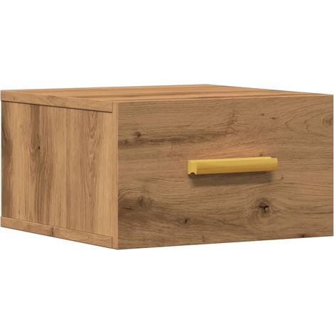 Comodino sospeso con cassetto 35 x 35 x 20 cm in derivati del legno color rovere DEC034245