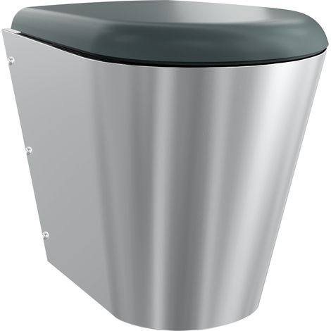 KWC AR T-WC, CAMPUS, Edelstahl, wandhängend,  360x456x500 mm, S. bodenlang, Sitz grau