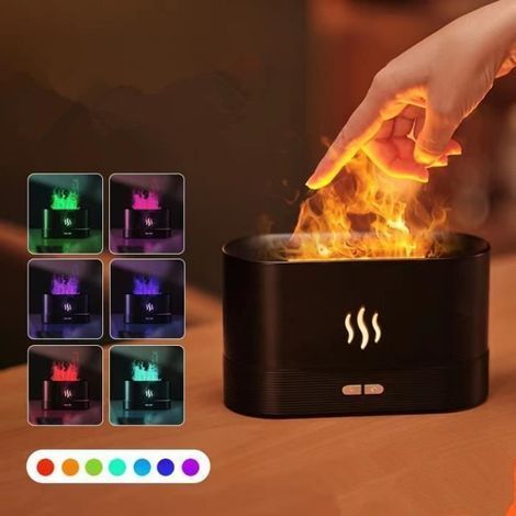 Farbenfroher, flammenförmiger Luftbefeuchter mit Aromadiffusor für Zuhause und Büro, mit automatischer Abschaltfunktion, 180 ml