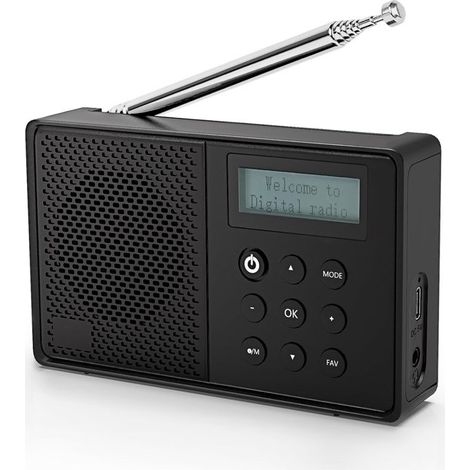 Radio DAB Portable WOVTE DAB+Radio numérique rechargeable FM avec Bluetooth, alimentation secteur ou batterie, 40 préréglages (1/5)