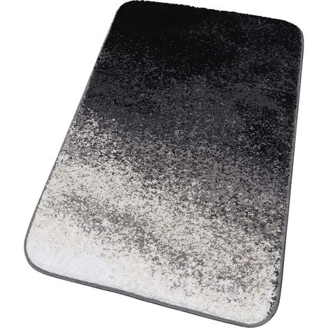 Tappeto Bagno Camera Sfumato Moderno Morbido Antiscivolo Scendiletto Shaggy 100% Made In Italy Grigio - 60x120 cm