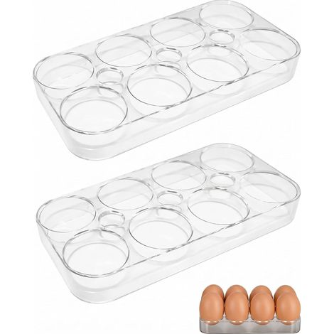Lot de 2 Boîtes à Œufs pour Réfrigérateur - Rangement Frigo Organisateur, Plateau Superposable Anti-Choc (1/5)