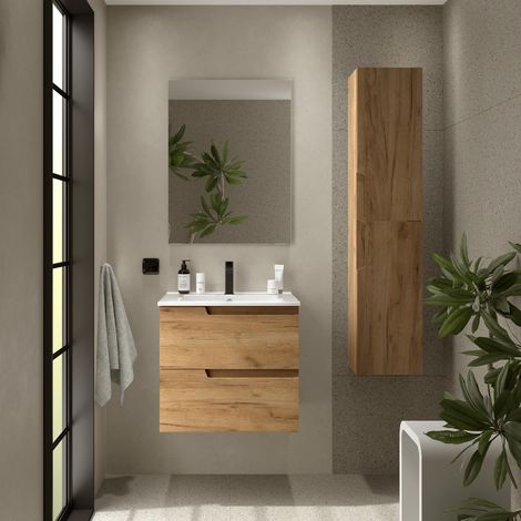 Badezimmermöbel VIMA 600 EICHE AFRIKA + Waschtisch + Spiegel