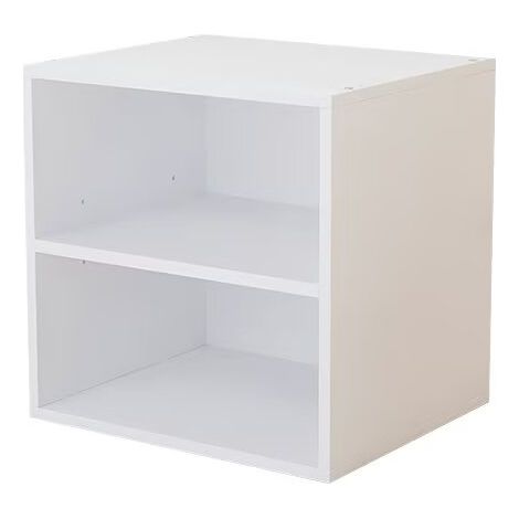 Table de Chevet avec 2 Compartiments Ouverts, Table de Nuit, Design Simple, en Bois d'Ingénierie,Blanc (1/2)