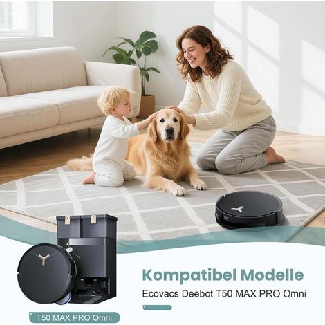 Lot de 24 Accessoires pour Robot Aspirateur Ecovacs Deebot T50 Max Pro Omni / T50 Max Pro Omni Gen2, 1 Brosse Principale, 6 Sacs à Poussière, 6 Lingettes, 4 Filtres, 6 Brosses latérales (1/3)