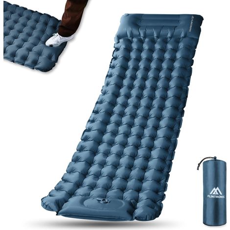Matelas Camping Autogonflant Portable, Matelas de Camping Gonflable avec Pompe à Pied, 10CM épaisseur Camping Matelas de Gonflable Tapis de Couchage Ultraléger pour Camping/Randonnée,Bleu Marine (1/5)