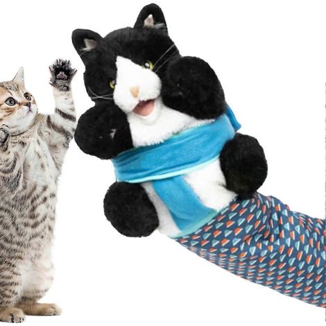 Plüsch-Handpuppen-Wrestler, lustiges interaktives Katzenspielzeug, Haustiertrainings- und Übungshandschuh für Katzen