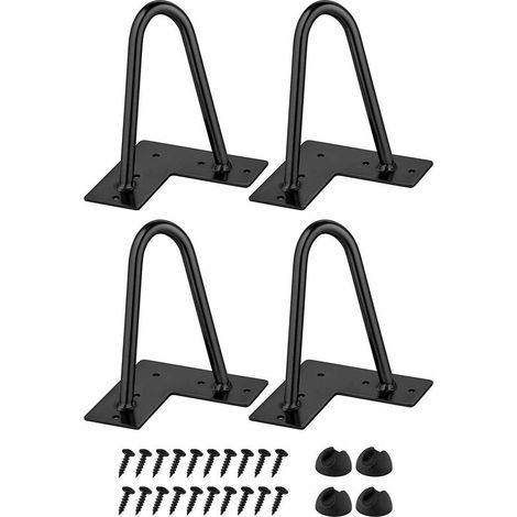 4 Stück Haarnadel-Tischbeine – 16 cm (6 Zoll), DIY-Metallmöbelbeine, perfekt für Möbel, TV-Ständer, Nachttische, inklusive Schrauben und Bodenschonern