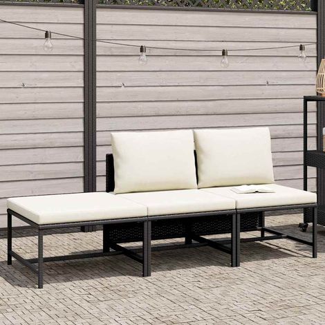 Maison Exclusive - 3-tlg. Garten-Sofagarnitur mit Auflagen Schwar (1/5)