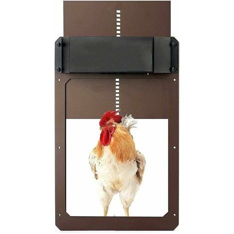 Porte de poulailler Automatique, Alimenté par pile, Détection de la lumière, Porte Automatique poulailler, Trappe poulailler, Brun One Size (1/3)