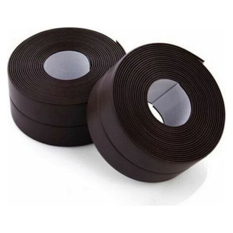 Rouleau d'étanchéité,2 Rouleaux Bande Etancheite Autocollante Imperméable, PVC Ruban Adhesif de Scellage Mural,Douche,Toilette,Cuisine,Salle de Bains (Marron) (1/5)