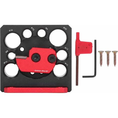Gabarit pour chevilles en alliage alu – 8 trous – réglable, pour perceuse, fraisage tiges rondes bois massif (1/5)
