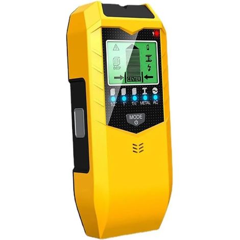 Détecteur de Montants muraux, Scanner Mural 5 en 1, détecteur électronique LCD, Bord, Centre, Bois, Courant, métal, détection de Fils sous Tension(Giallo) (1/5)