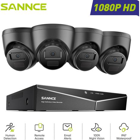 SANNCE 1080P 16CH Überwachungskamera Set 4x2MP Kameras,Nachtsicht Fernzugriff Email Alarm Sicherheitskamerasystem Aussen (1/5)