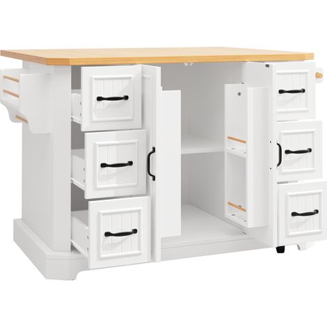 Isola da cucina mobile bianca con 2 ante e 6 cassetti MODENUIT (1/5)