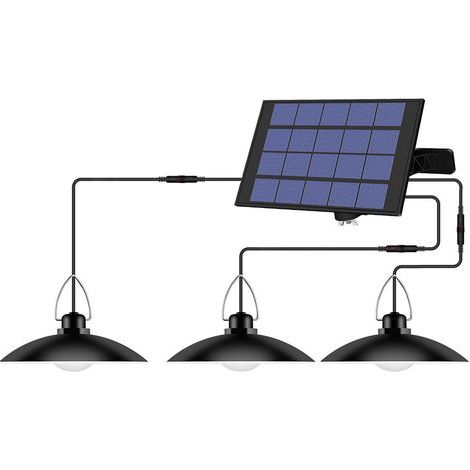 Pendrats à énergie solaire Lumière avec panneau réglable Auto ON / OFF Capteur d'éclairage IP65 Lampe suspendue résistante à l'eau pour rangement de cour de patio de patio extérieur / intérieur (1/4)