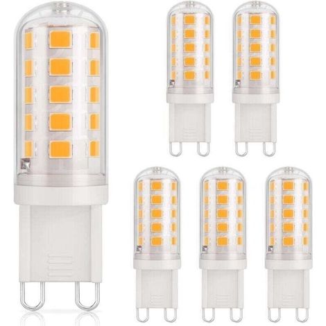 Ampoule LED G9 3 W 430 lm équivalent à un halogène de 40 W Blanc chaud 3 000 K 220-240 V CRI 85 Base en céramique à économie d'énergie non dimmable Base G9 standard Lot de 6 [Classe énergétique D] (1/4)