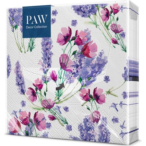 PAW - Tovaglioli di Carta Colorati (33 x 33 cm) I 20 Pezzi I Tovaglioli Compleanno I Lavanda I 3 veli I Tovaglioli di Carta Decorati per Compleanni e Feste - Fragrant Lavender (1/5)