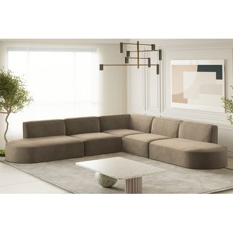 Ecksofa Designersofa PALMA Stoff Noel Braun Seite Universal (1/2)