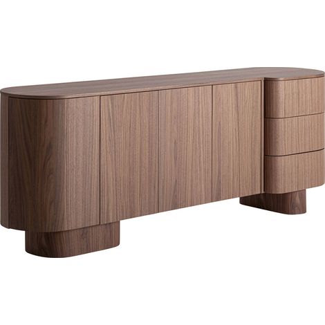 Buffet contemporain en bois mdf finition brillante marron - Marron noyer brillant (1/5)