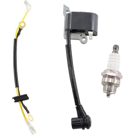 Bobine d'allumage avec bougie d'allumage pour Husqvarna 36 41 136 137 137E 141 142 142E 235 240 236 235E 236E 240 Tronçonneuse Remplace 545199901 530039143 (1/5)