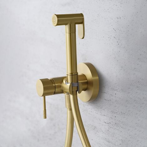 Robinet de bidet avec un seul levier  Modèle LINE  Couleur Or  Finition en Or brossé [ IMEX® ] (1/2)
