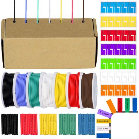 26AWG Connecting Wire Kit 26 Gauge Silicone Wire Stranded Electrical Wire Tinned Wire 300V 7 Colors 10M/33ft Each Wire Assortment Kit for DIY (1/5)