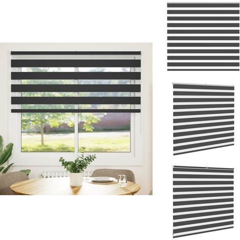 Store zèbre noir 155x100 cm largeur du tissu 150,9 cm polyester - Store Zébré - Stores Zébrés - Store À Enrouleur Zébré - Double Store À Enrouleur (1/5)
