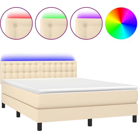 Maison Exclusive - Boxspringbett mit Matratze & LED Creme 140x200 (1/5)