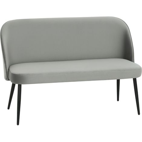 Canapé 2 places en tissu velouté gris avec cadre métal et bois, design moderne (1/5)