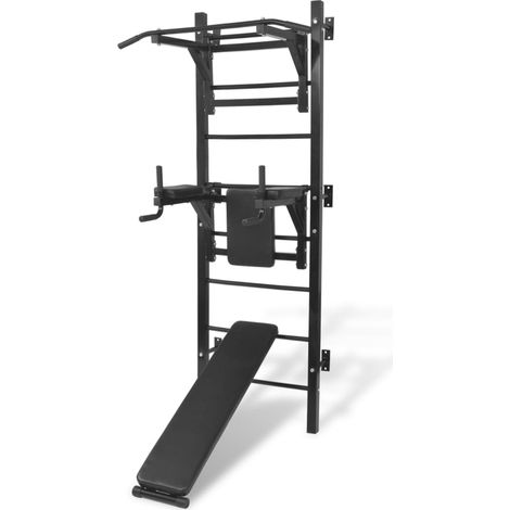 Multifunktionaler Fitness-Kraftturm zur Wandmontage Schwarz