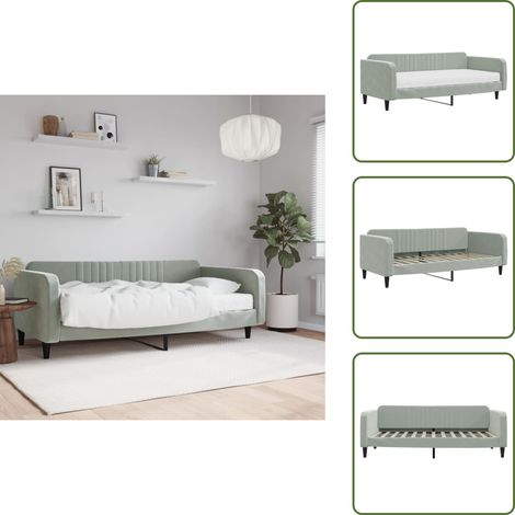 Divano letto 2 in 1 - vidaXL Divano Letto con Materasso Grigio Chiaro 100x200 cm in Velluto - Materasso in schiuma
