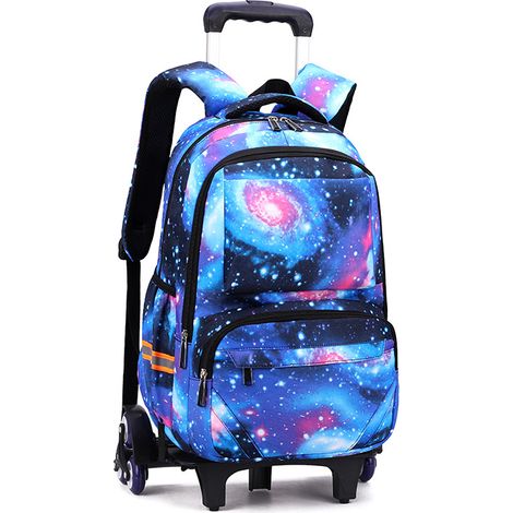 Kaelt - 1pc Trolley Bag, School Wheel Backpack, School Bag Wheels, Kids Girls Boys Kids Backpacks (bleu ciel) (1/5)
