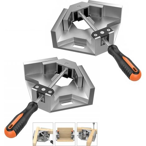 Ensemble de 2 équerres de serrage en aluminium à 90° Étau d'angle pour le travail du bois Serre-onglet pour cadres photo Serre-joint d'angle à angle droit pour bois et métal Étau d'angle réglable (1/5)