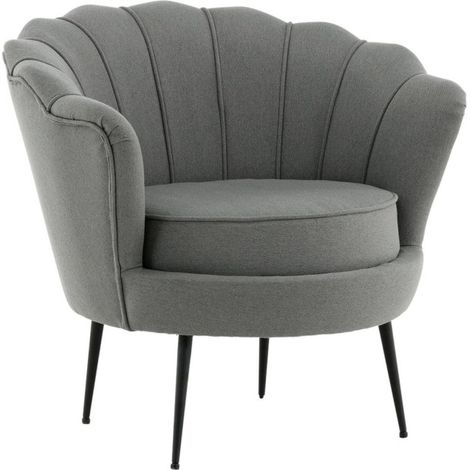 Fauteuil Coquillage en Tissu "Calais" 83cm Gris (1/5)