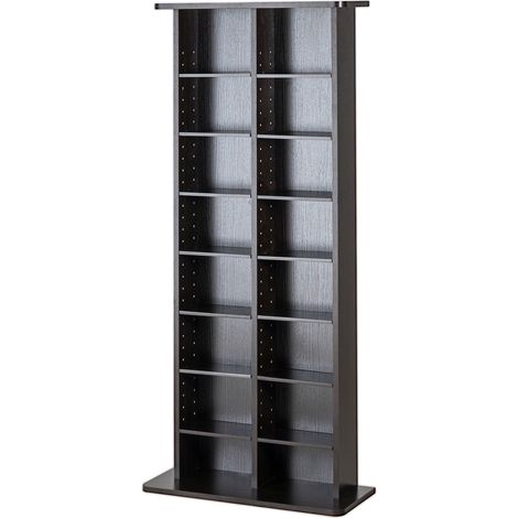 Mophorn 8-lagiger Medienaufbewahrungsschrank, fasst bis zu 464 CDs, verstellbares DVD-Regal mit 16 Fächern, organisiert und schützt Musik, Filme, Videospiele, Espresso-Finish